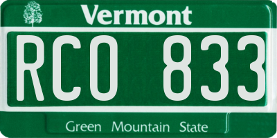 VT license plate RCO833