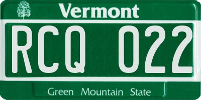 VT license plate RCQ022