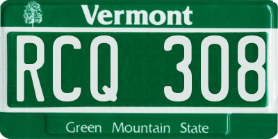 VT license plate RCQ308