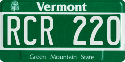VT license plate RCR220