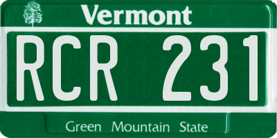 VT license plate RCR231