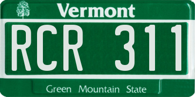 VT license plate RCR311