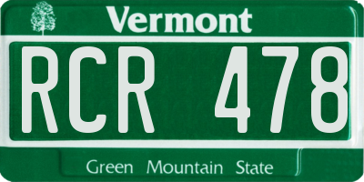 VT license plate RCR478
