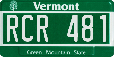 VT license plate RCR481
