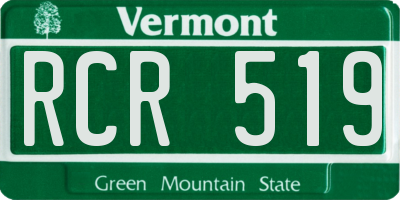 VT license plate RCR519
