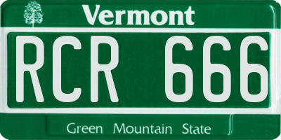 VT license plate RCR666