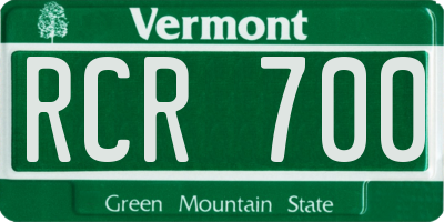 VT license plate RCR700