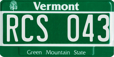 VT license plate RCS043