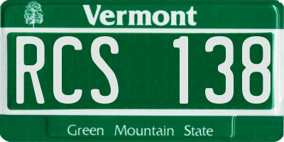 VT license plate RCS138