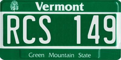 VT license plate RCS149