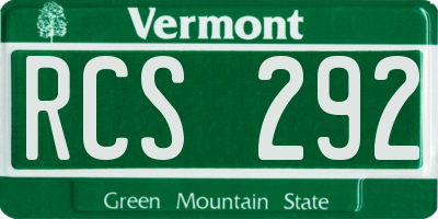 VT license plate RCS292