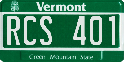 VT license plate RCS401
