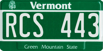 VT license plate RCS443