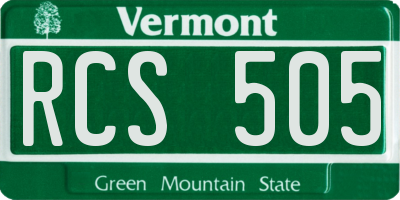VT license plate RCS505