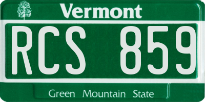 VT license plate RCS859