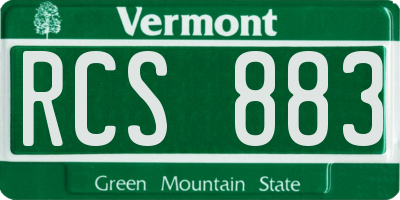 VT license plate RCS883