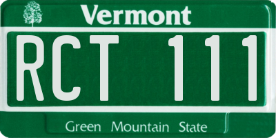 VT license plate RCT111