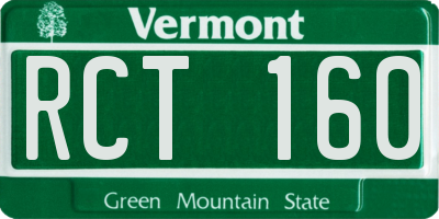 VT license plate RCT160