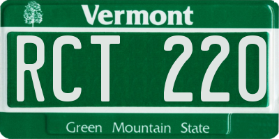 VT license plate RCT220