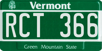 VT license plate RCT366