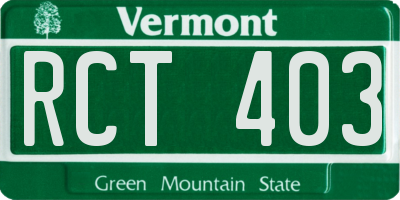 VT license plate RCT403