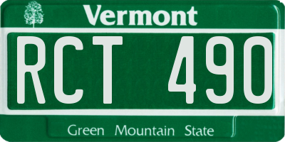 VT license plate RCT490
