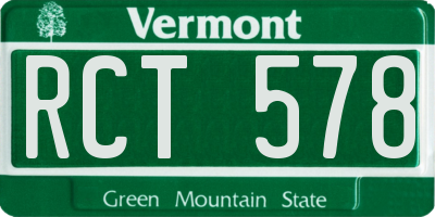 VT license plate RCT578