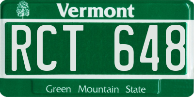VT license plate RCT648