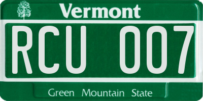 VT license plate RCU007