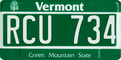 VT license plate RCU734