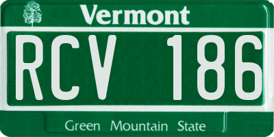 VT license plate RCV186