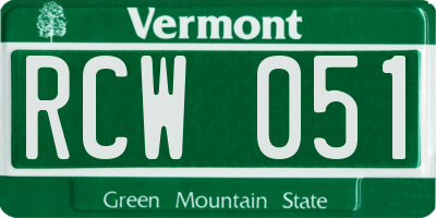VT license plate RCW051