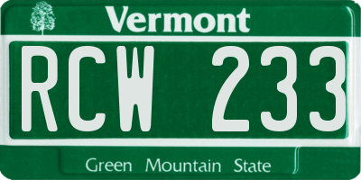 VT license plate RCW233