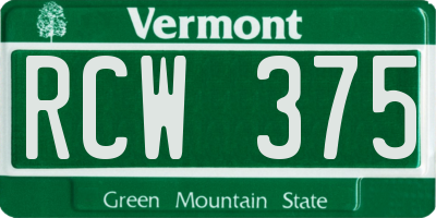 VT license plate RCW375