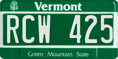 VT license plate RCW425