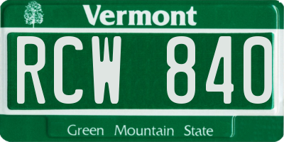 VT license plate RCW840