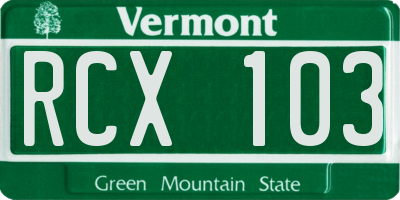 VT license plate RCX103