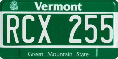 VT license plate RCX255