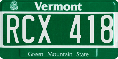 VT license plate RCX418