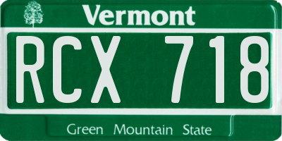 VT license plate RCX718