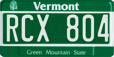 VT license plate RCX804