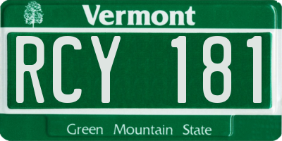 VT license plate RCY181