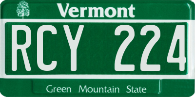 VT license plate RCY224