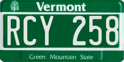 VT license plate RCY258