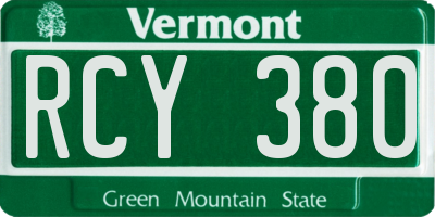 VT license plate RCY380