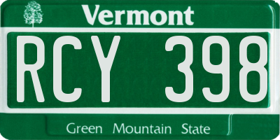 VT license plate RCY398