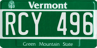 VT license plate RCY496