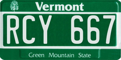 VT license plate RCY667