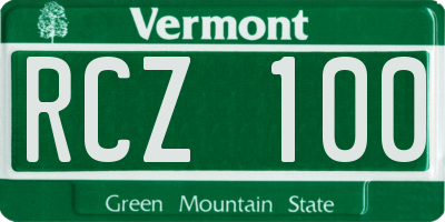 VT license plate RCZ100