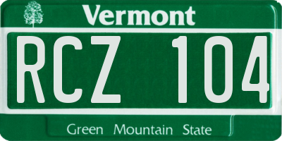 VT license plate RCZ104